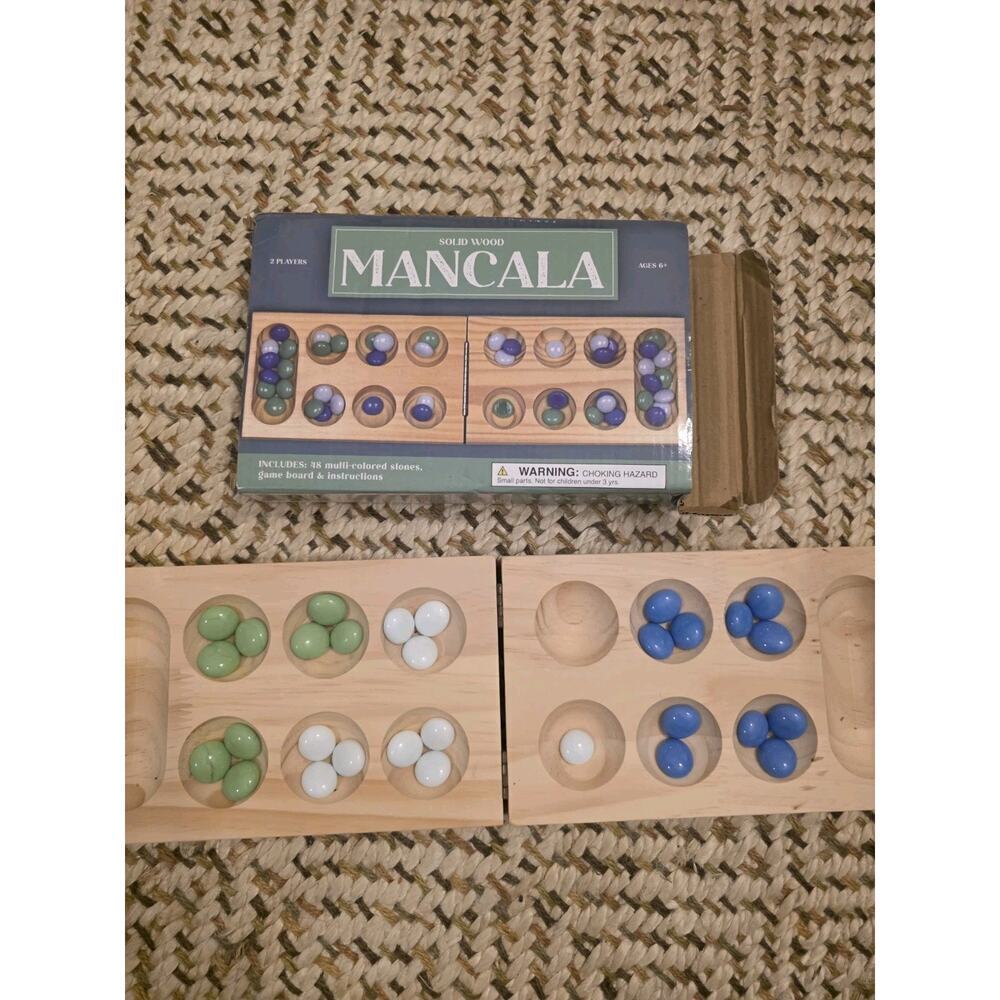 Solid Wood Mancala Board Game 2005 Target 30 Stones - Picture 3 of 16